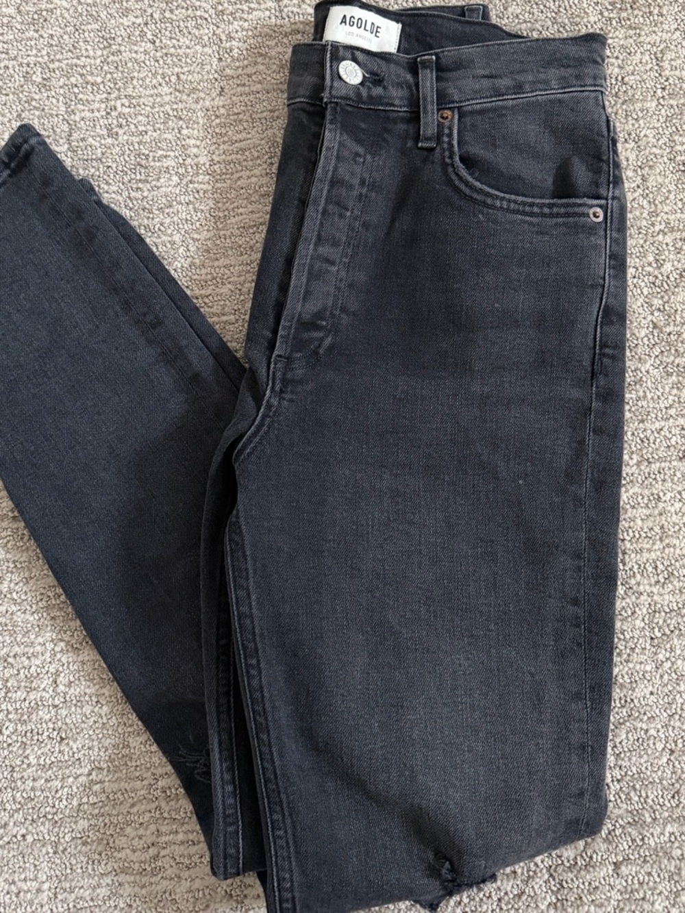 AGOLDE Womens Slighty Distressed Black Slim Jean - Picture 2 of 6